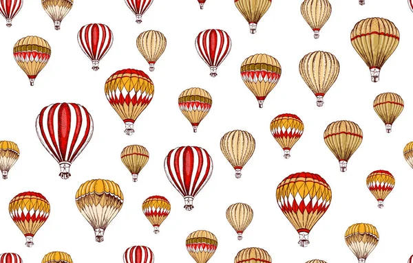 Montgolfières Volant Illustration Dessinée Main — Image vectorielle