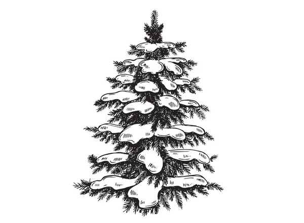 Kerstboom Handgetekende Stijl Vectorillustratie — Stockvector