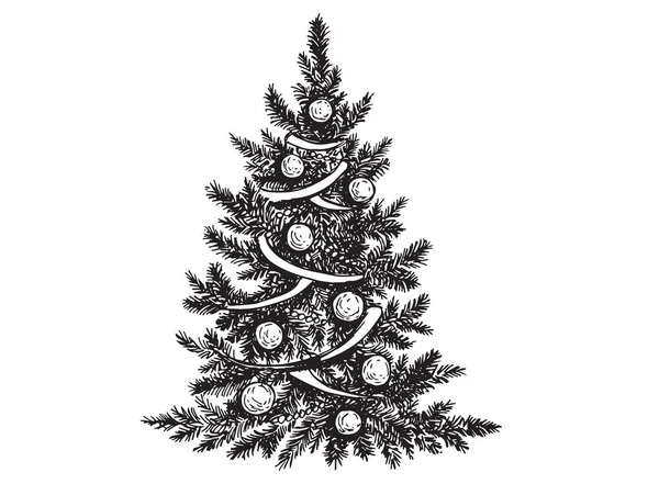 圣诞树 手绘风格 矢量说明 — 图库矢量图片