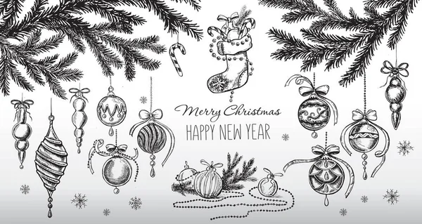 Weihnachten Sketch Stil Handgezeichnete Illustration — Stockvektor