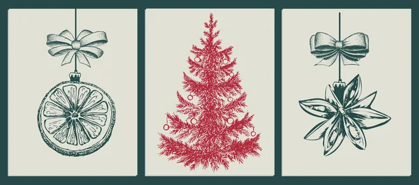 Різдвяний Набір Стилі Ескізів Мальована Рука Ілюстрація — стоковий вектор