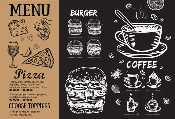 Меню Ресторана Кафе Шаблон Дизайна Food Flyer — стоковый вектор