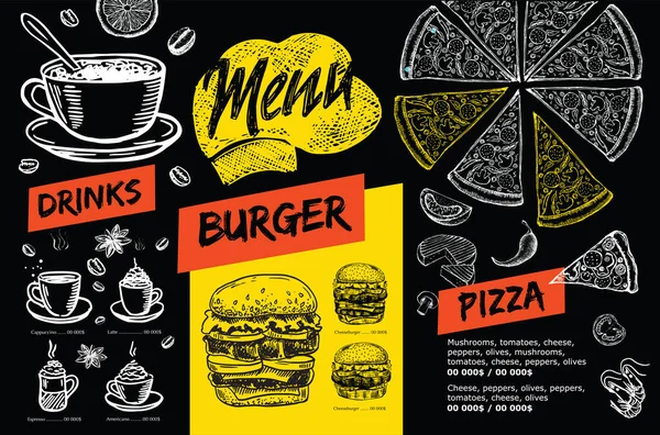 Меню Ресторана Кафе Шаблон Дизайна Food Flyer — стоковый вектор