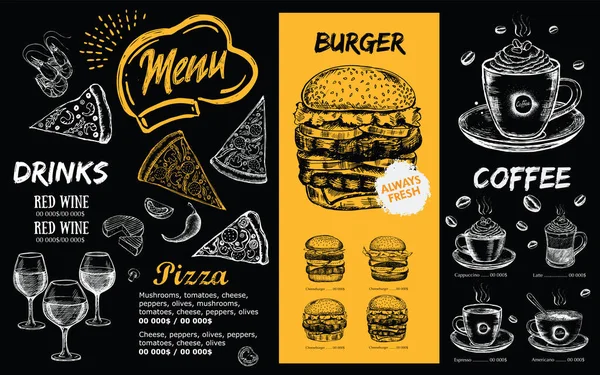 Menu Café Restaurant Design Modèle Brochure Alimentaire — Image vectorielle
