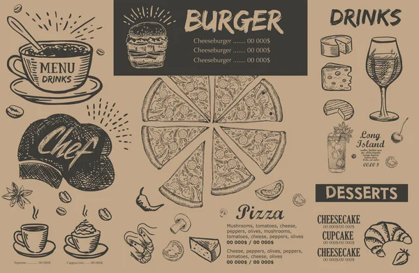 Restaurant Cafe Menu Template Design Food Flyer — Stock Vector