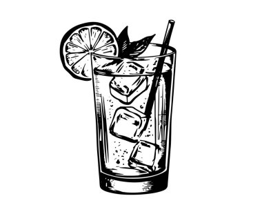 Kokteyl el çizimi illüstrasyon, vektör.