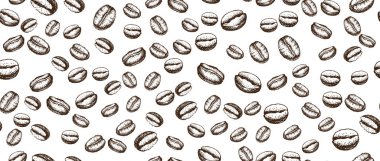 Kahve çekirdekleri elle çizilmiş..