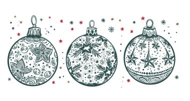 Noel balosu. El çizimi illüstrasyon.