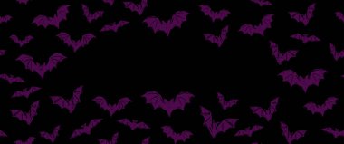 Cadılar Bayramı, siyahta yarasa, el çizimi desen.