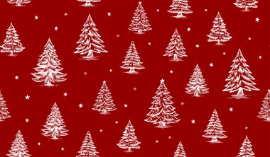 Ağaclı Noel deseni, elle çizilmiş çizimler