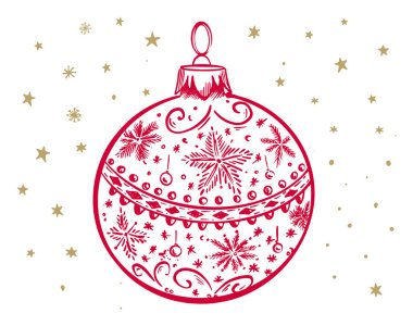 Noel balosu. El çizimi illüstrasyon.