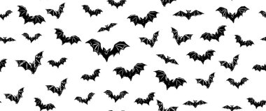 Cadılar Bayramı, beyaz arka planda yarasa, el çizimi desen.