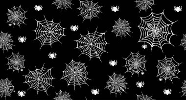 Web, siyah üzerine örümcek, Cadılar Bayramı sembolü, el çizimi illüstrasyon