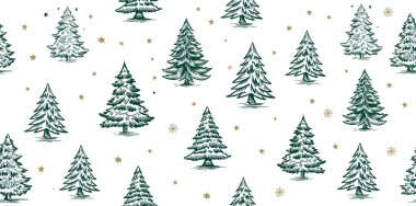 Ağaclı Noel deseni, elle çizilmiş çizimler
