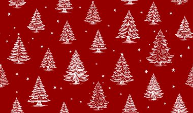Ağaclı Noel deseni, elle çizilmiş çizimler
