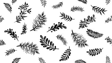 Beyaz, el çizimi, vektör üzerindeki dallar deseni.