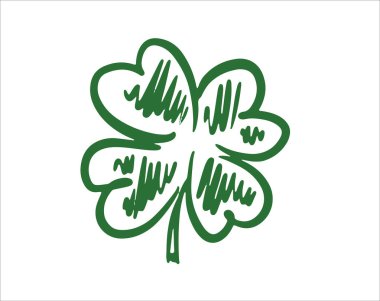 Beyaz arka planda bir Clover. Aziz Patrick Günü. El çizimi çizimleri.