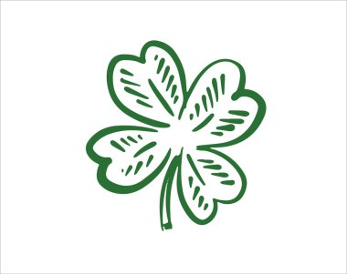 Beyaz arka planda bir Clover. Aziz Patrick Günü. El çizimi çizimleri.