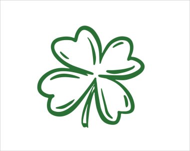 Beyaz arka planda bir Clover. Aziz Patrick Günü. El çizimi çizimleri.