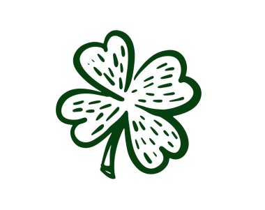Beyaz arka planda bir Clover. Aziz Patrick Günü. El çizimi çizimleri.