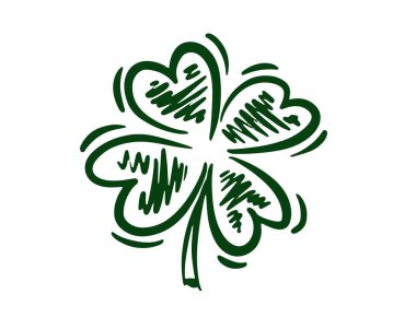 Beyaz arka planda bir Clover. Aziz Patrick Günü. El çizimi çizimleri.