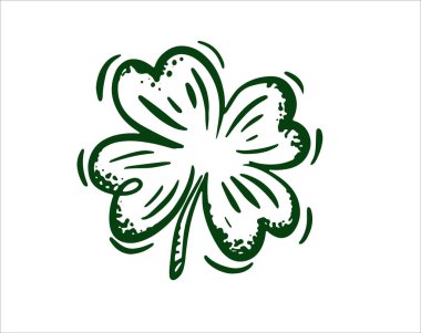 Beyaz arka planda bir Clover. Aziz Patrick Günü. El çizimi çizimleri.