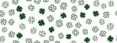 Aziz Patrick Günü, beyazda yonca deseni. El çizimi çizimleri