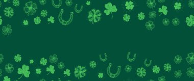 Aziz Patrick Günü, yeşilde yonca deseni. El çizimi çizimleri