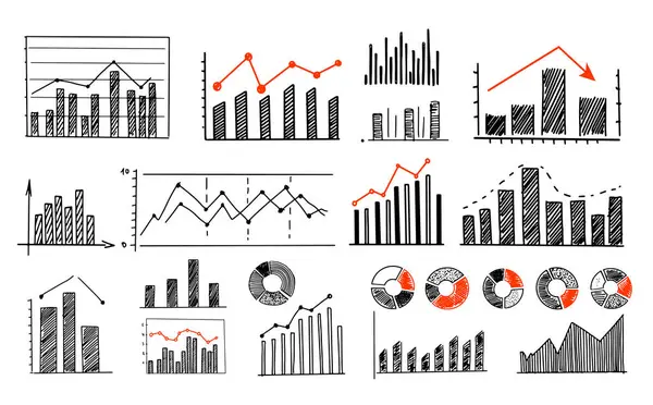 Beyaz arkaplanda grafikler, el çizimini ayarla.