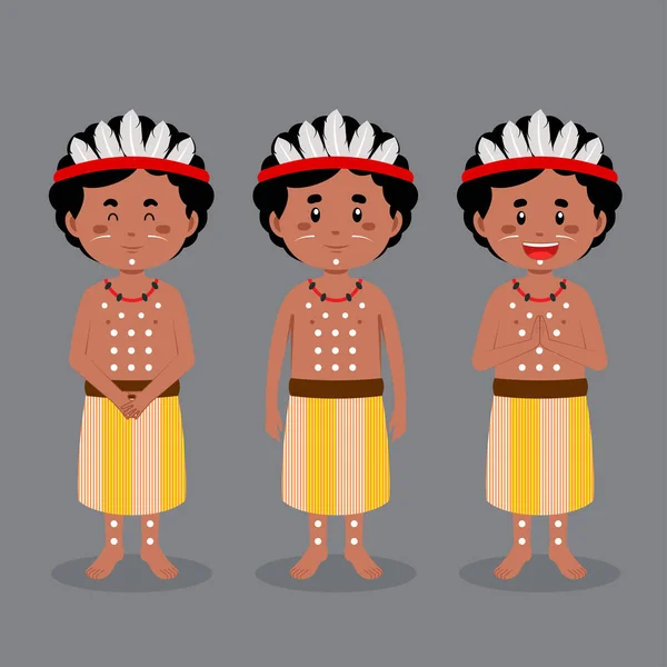 Personagem Aborígene Austrauliano Com Várias Expressões — Vetor de Stock