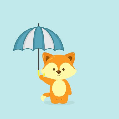 Cute Fox Holding Umbrella