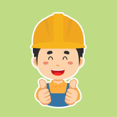 Happy Construction Workers Character Sticker 