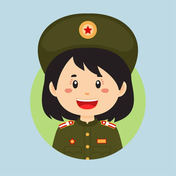 Avatar Personagem Militar Coreia Norte — Vetor de Stock