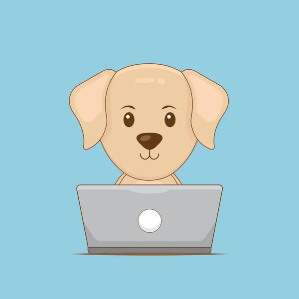 stock vector Cute Dog Working with Laptop