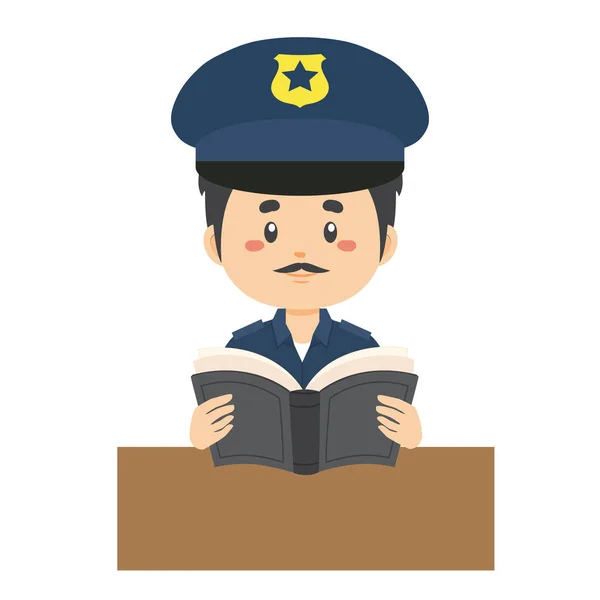 Rendőrség Könyvet Olvas — Stock Vector