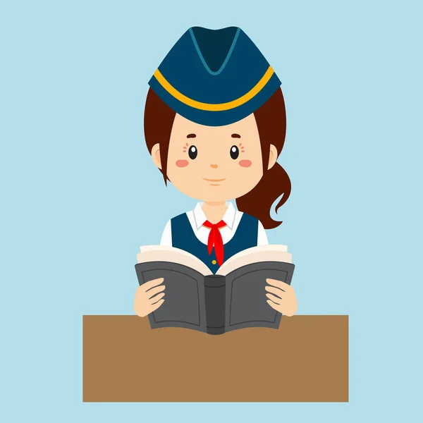 Stewardess Lees Een Boek — Stockvector
