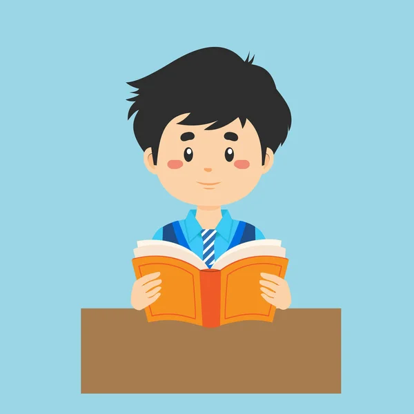 stock vector Student Read a Book