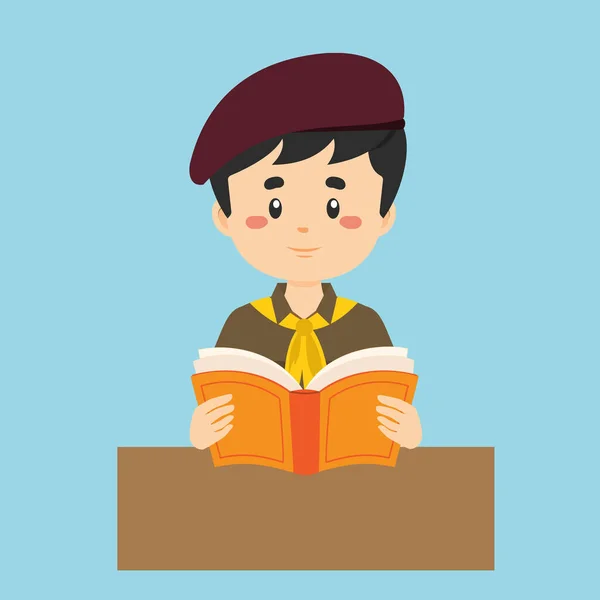 Diák Olvasott Egy Könyvet — Stock Vector