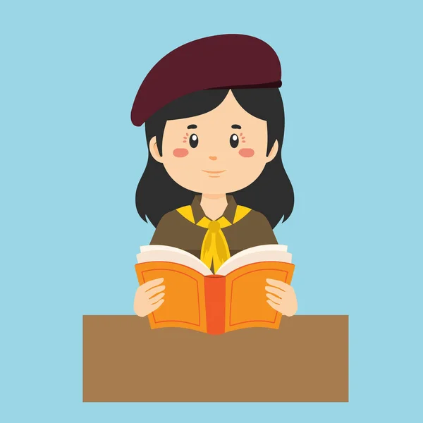 Student Read Book — Stock Vector