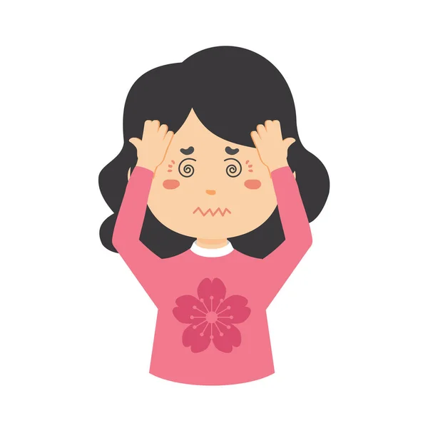 Kleines Mädchen Hat Kopfschmerzen — Stockvektor