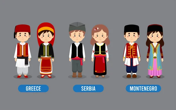 Народ Європи Який Носить Традиційний Одяг — стоковий вектор