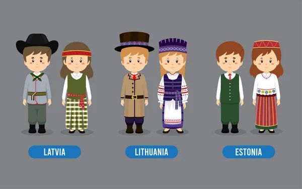 Σύνολο Ευρωπαίων Φορώντας Παραδοσιακή Στολή — Διανυσματικό Αρχείο