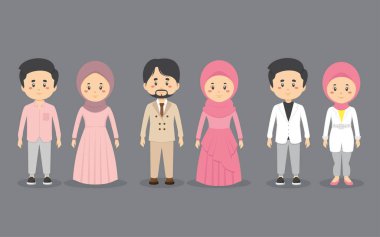 Düğün Giysisine sahip bir Set Çifti Karakteri