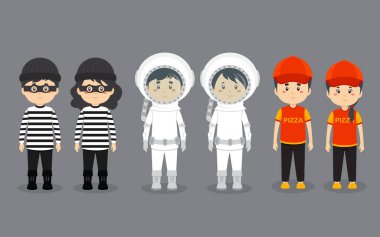 Farklı Mesleğe sahip bir Set Çifti Karakteri