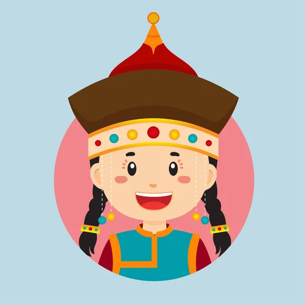 Аватар Монгольского Характера — стоковый вектор