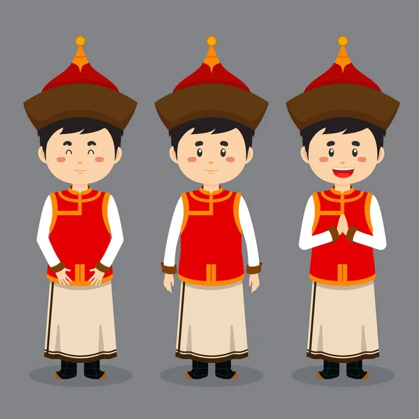 Avatar Mongol Com Várias Expressões —  Vetores de Stock