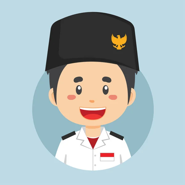 Avatar Personnage Porte Drapeau Indonésien — Image vectorielle