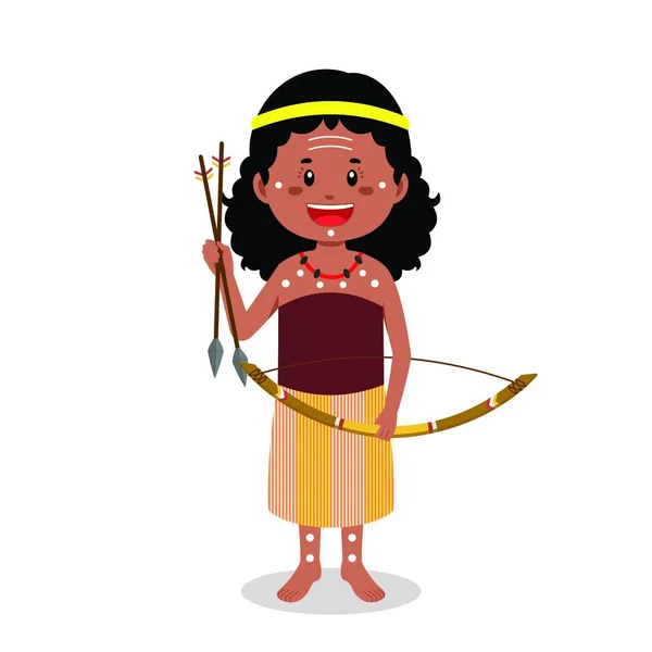 Aborigine People Holding Arrows Hunting — Stockový vektor