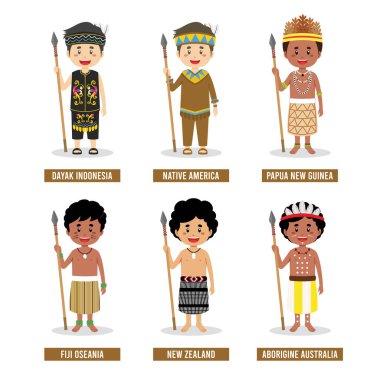 Dünyadaki çeşitli kabilelerin karikatürleri.