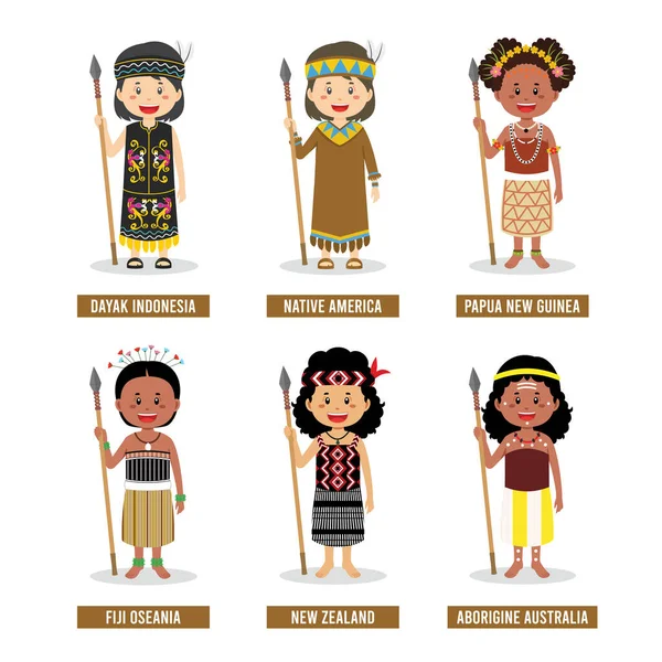 Cartoons Various Tribes World — Stock Vector